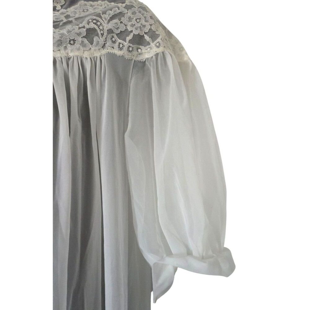 VTG 60s Vanity Fair Sheer Nylon Tricot Robe High Ruffle Collar Peignoir Dollette - Picture 6 of 10